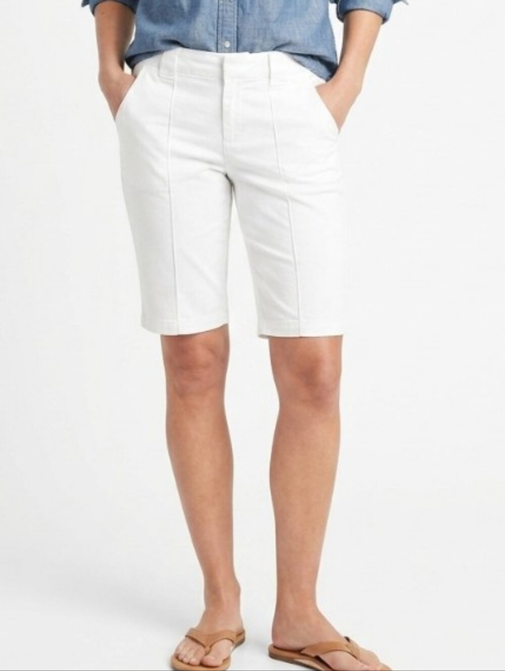 a.n.a White Stretch Bermuda Capris